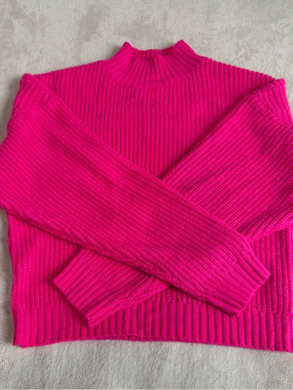 Zaful Hot Pink Ribbed Turtleneck Sweater
